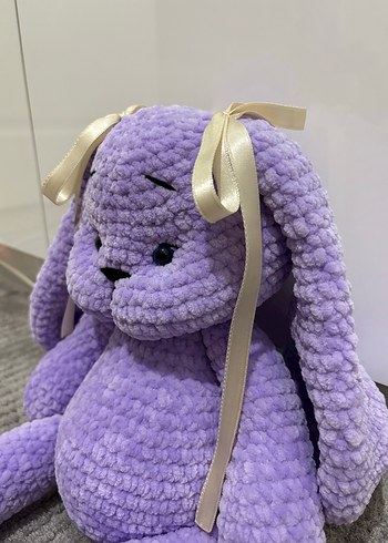 Beden Renk Amigurumi Mor Peluş Tavşan Oyuncak / El yapımı