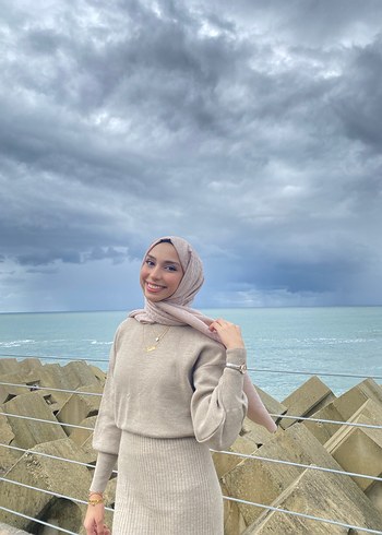 Camel Renkli Uzun Triko Elbise - Görsel 5