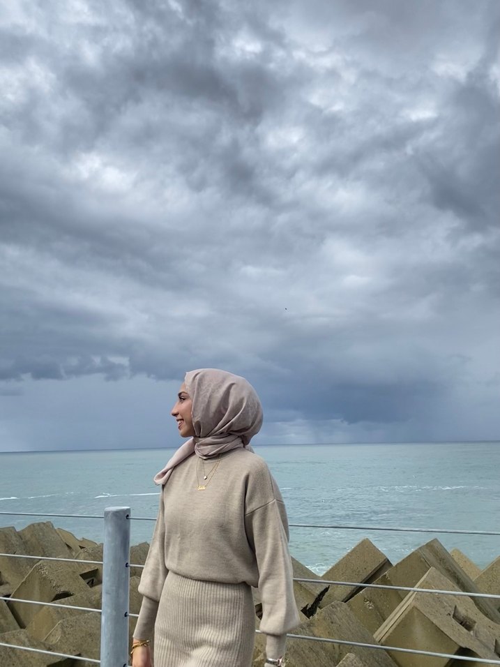 Camel Renkli Uzun Triko Elbise - Görsel 3