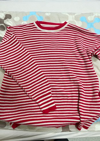 Kırmızı Çizgili Kadın Triko Kazak - Görsel 5