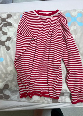 Kırmızı Çizgili Kadın Triko Kazak - Görsel 6