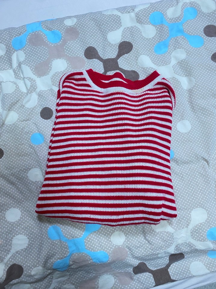 Kırmızı Çizgili Kadın Triko Kazak - Görsel 2