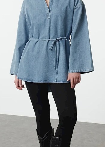 Trendyol & Milla Kemerli Oversize Denim Gömlek