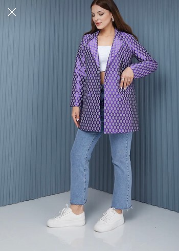Mor Jakar Desenli Kadın Blazer