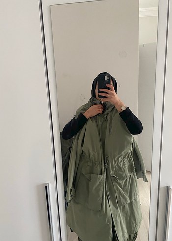 Uzun Kesim Khaki Kadın Yağmurluk - Görsel 2