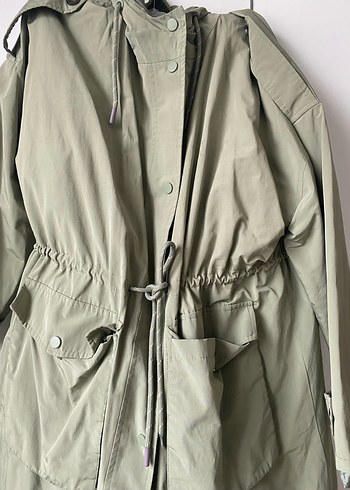 Uzun Kesim Khaki Kadın Yağmurluk - Görsel 5
