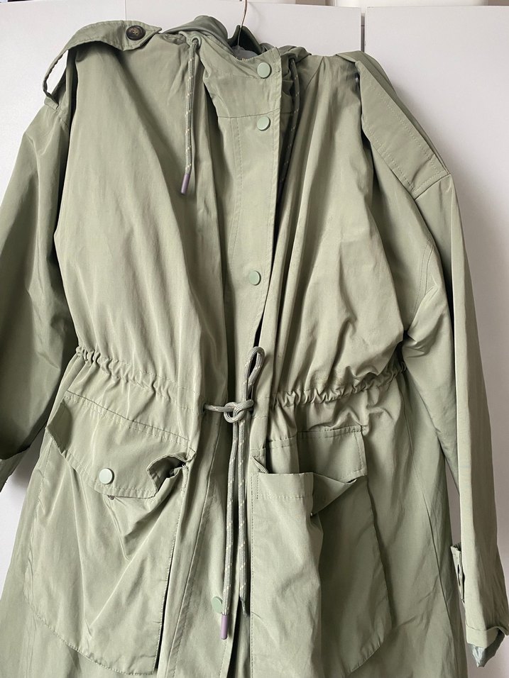 Uzun Kesim Khaki Kadın Yağmurluk - Görsel 4