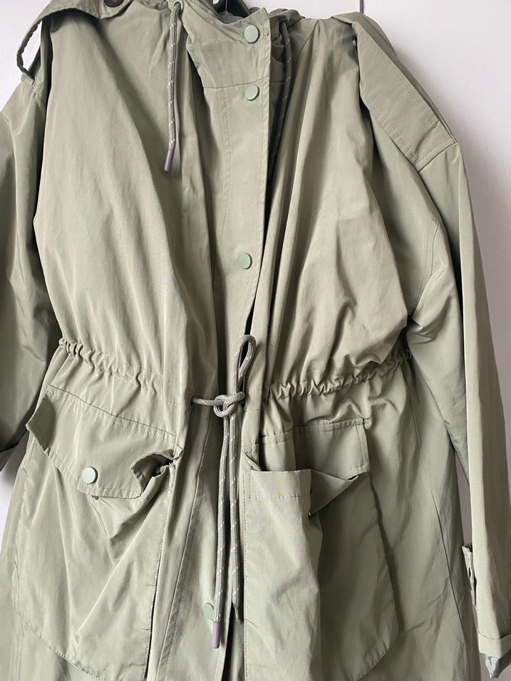 Uzun Kesim Khaki Kadın Yağmurluk - Görsel 5