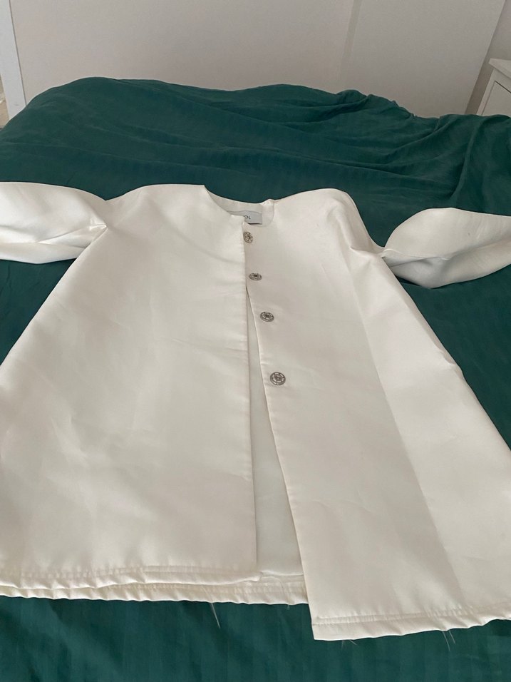 Düğmeli Beyaz Saten  Ceket - Görsel 3