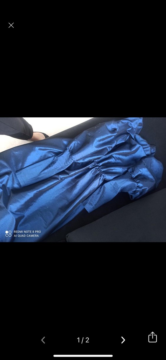 Lacivert Uzun Kollu Drapeli Kadın Elbise - Görsel 2