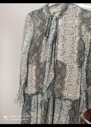 Bohem Yılan Desenli Uzun Elbise - Görsel 2