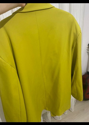 Sarı Mini Düğmeli Kadın Blazer Ceket - Görsel 2