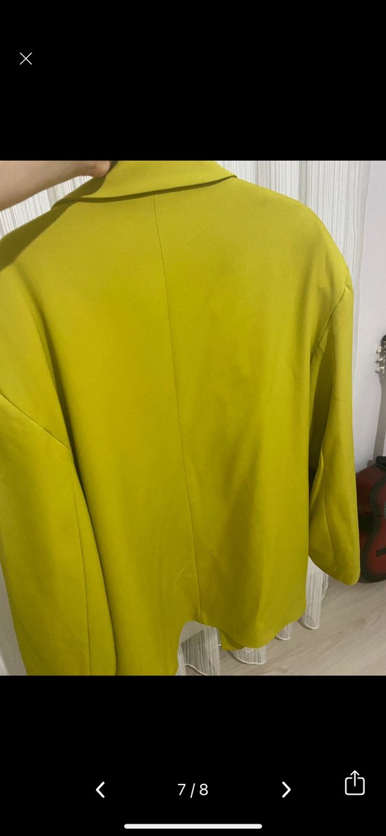 Sarı Mini Düğmeli Kadın Blazer Ceket - Görsel 2