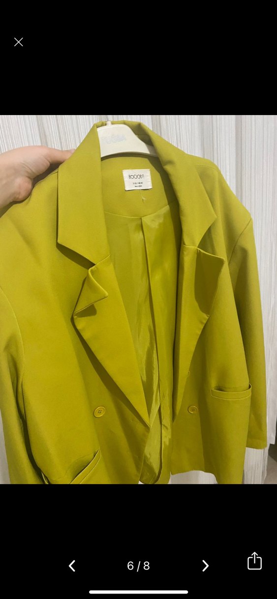 Sarı Mini Düğmeli Kadın Blazer Ceket - Görsel 3