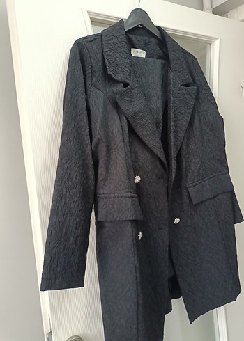 Düğmeli Siyah Kadın Blazer Ceket Takım - Görsel 2