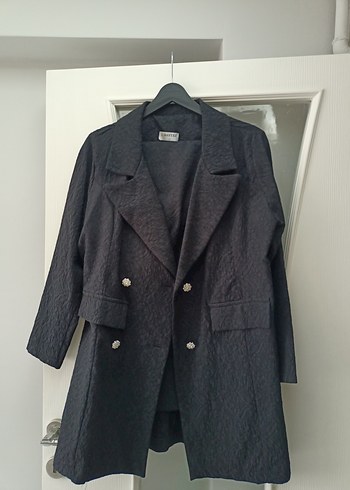 Düğmeli Siyah Kadın Blazer Ceket Takım - Görsel 5