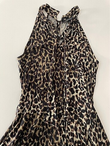 Mango leopar elbise kısa