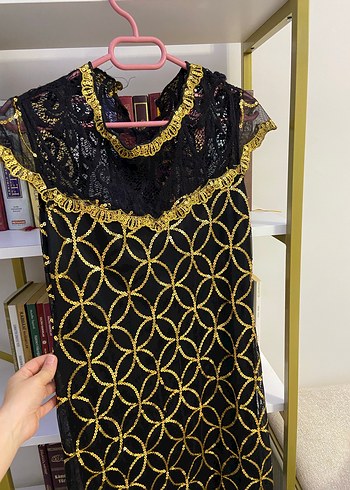 Altın İşlemeli Uzun Kollu Kadın Abiye - Görsel 4