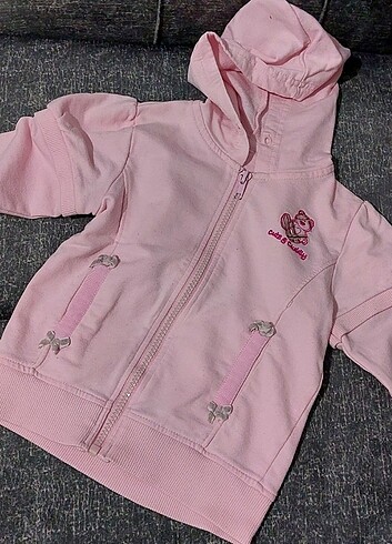 Kapüşonlu pembe Sweat 