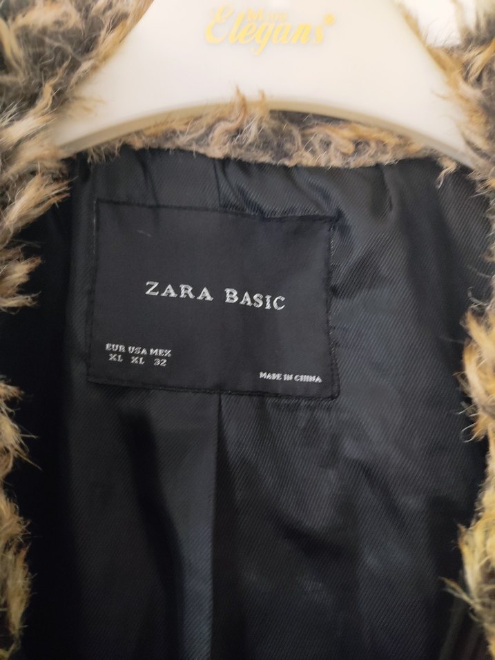 Gri Midi Kadın Ceket, Kürklü Yaka, Rahat Kesim - Görsel 3