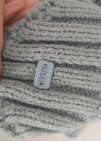 Gri Örgü Çocuk Bere ve Atkı Seti - Görsel 4