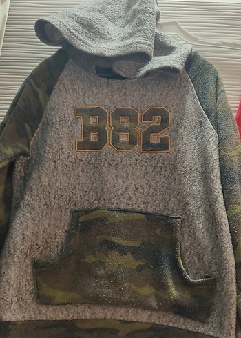 Gri Erkek Çocuk B82 Nakışlı Sweatshirt - Görsel 4