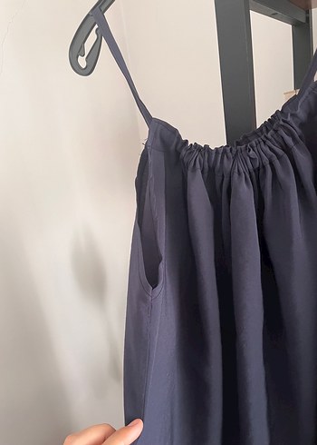Zara Lacivert halter yaka kısa elbise