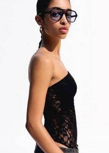 Bershka Siyah Bershka dantel body