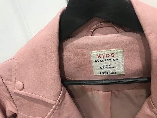 9 Yaş Beden pembe Renk Pembe deri ceket 9-10 yaş için
