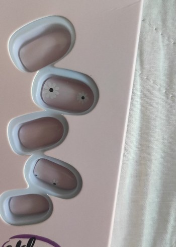 Eklips Oval Pastel pembe Çiçek Desenli Takma Tırnak - Görsel 3