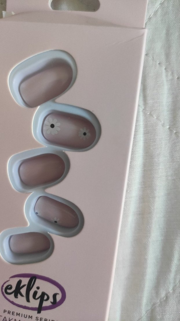 Eklips Oval Pastel pembe Çiçek Desenli Takma Tırnak - Görsel 3