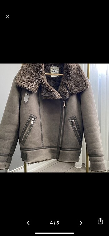 m Beden haki Renk Zara biker mont