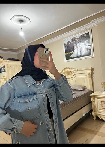 xl Beden mavi Renk Düğmeli Uzun Mavi Denim Ceket