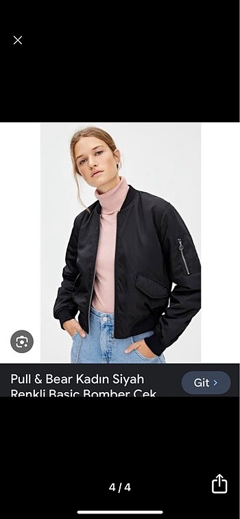 s Beden siyah Renk Pull&Bear Siyah Hafif Bomber ceket