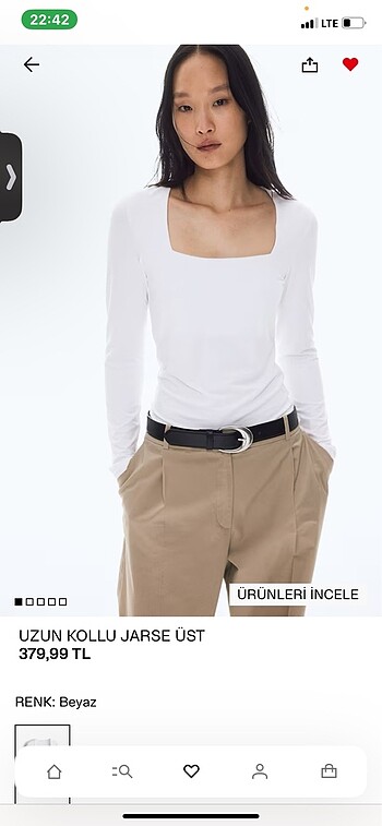 H&M beyaz uzun kollu body