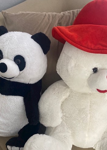Ikea Kırmızı Şapkalı Beyaz Peluş Ayı ve panda
