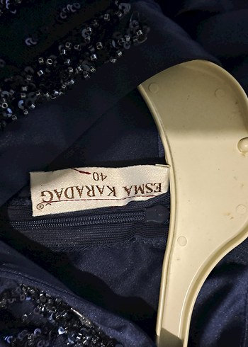 Mavi İşlemeli Uzun Kollu Abiye Elbise - Görsel 5