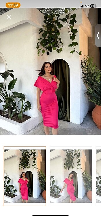 Pembe incili elbise