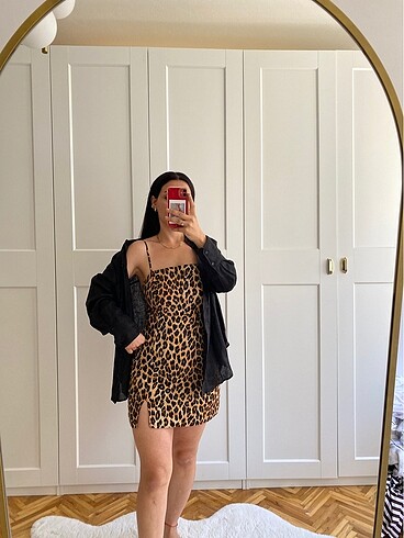 m Beden Zara leopar elbise