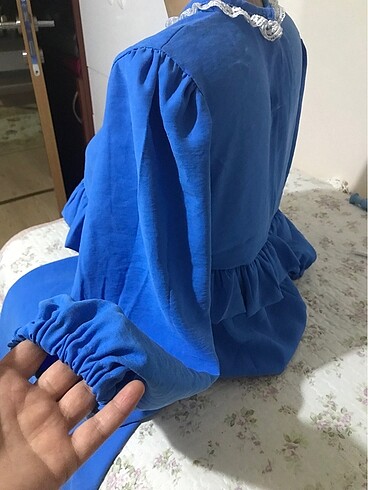 38 Beden mavi Renk Robalı elbise