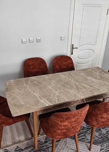 Beden bordo Renk 6 kişilik yemek masası takımı kaliteli sorunsuz