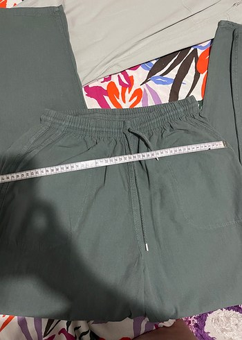 xxl Beden haki Renk Kadın Keten ikili Pantolon