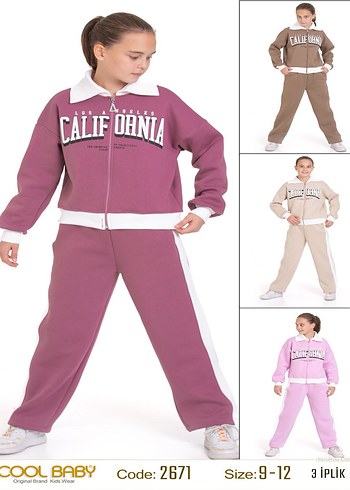 Kız Çocuk Pembe Fermuarlı Eşofman Takımı