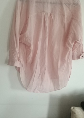 s Beden ten rengi Renk Pembe Keten Gömlek, Düğmeli, Kısa Kollu
