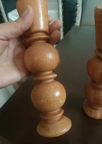 Parlak Bej Ahşap Mumluk Seti - Görsel 2