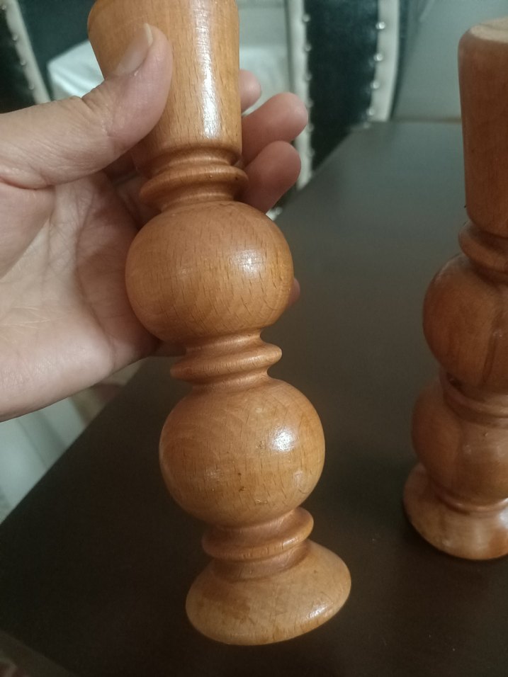 Parlak Bej Ahşap Mumluk Seti - Görsel 2