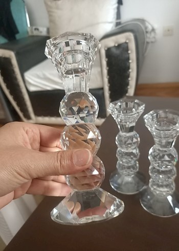 Kristal Görünümlü Beyaz Mumluk Seti - Görsel 3