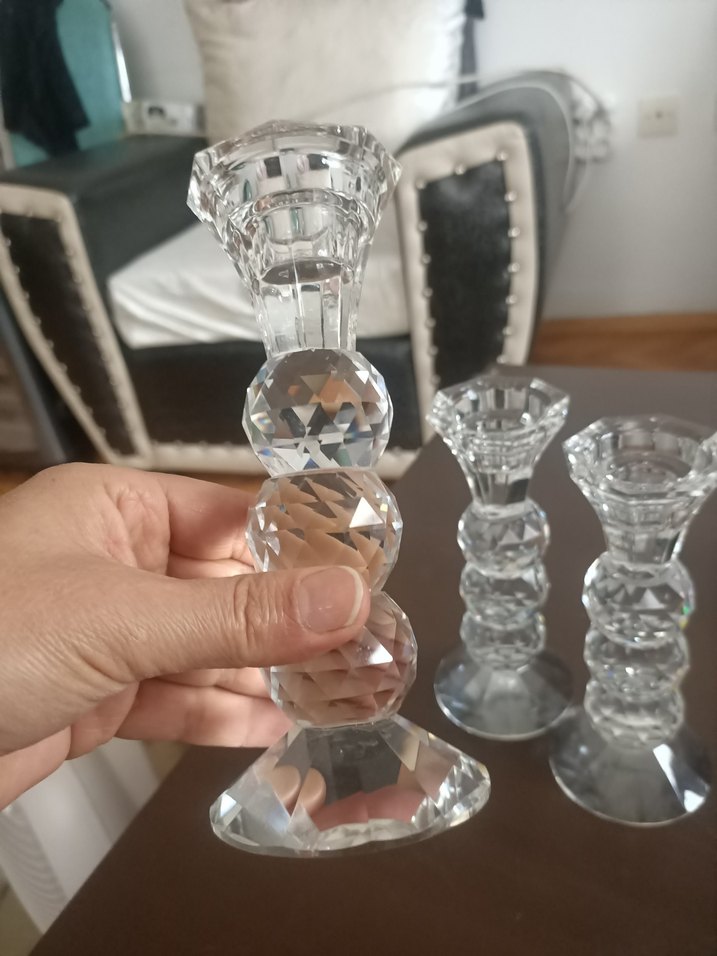 Kristal Görünümlü Beyaz Mumluk Seti - Görsel 3