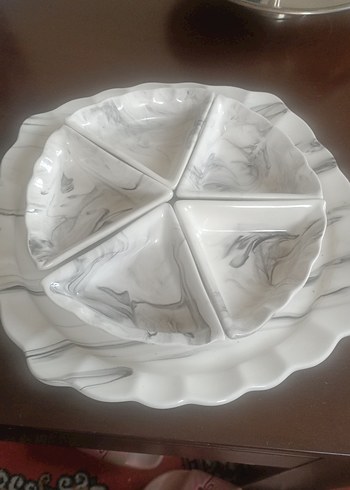 Beyaz Gri Mermer Desenli Kapaklı kahvaltılık - Görsel 3