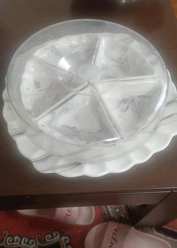 Beyaz Gri Mermer Desenli Kapaklı kahvaltılık - Görsel 2